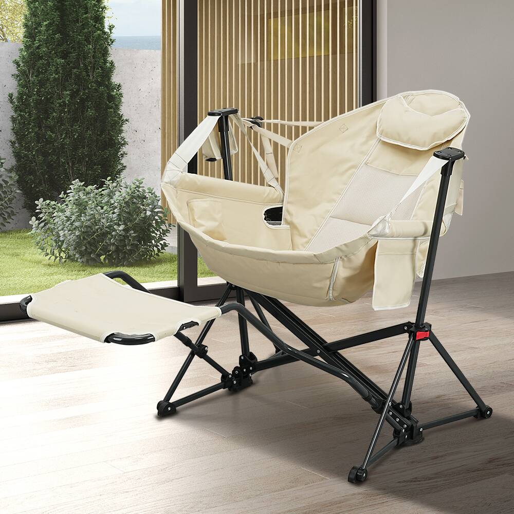 Alt View 2. Ainfox - Ainfox Hammock Camping Chair Beige with Footrest - khaki.