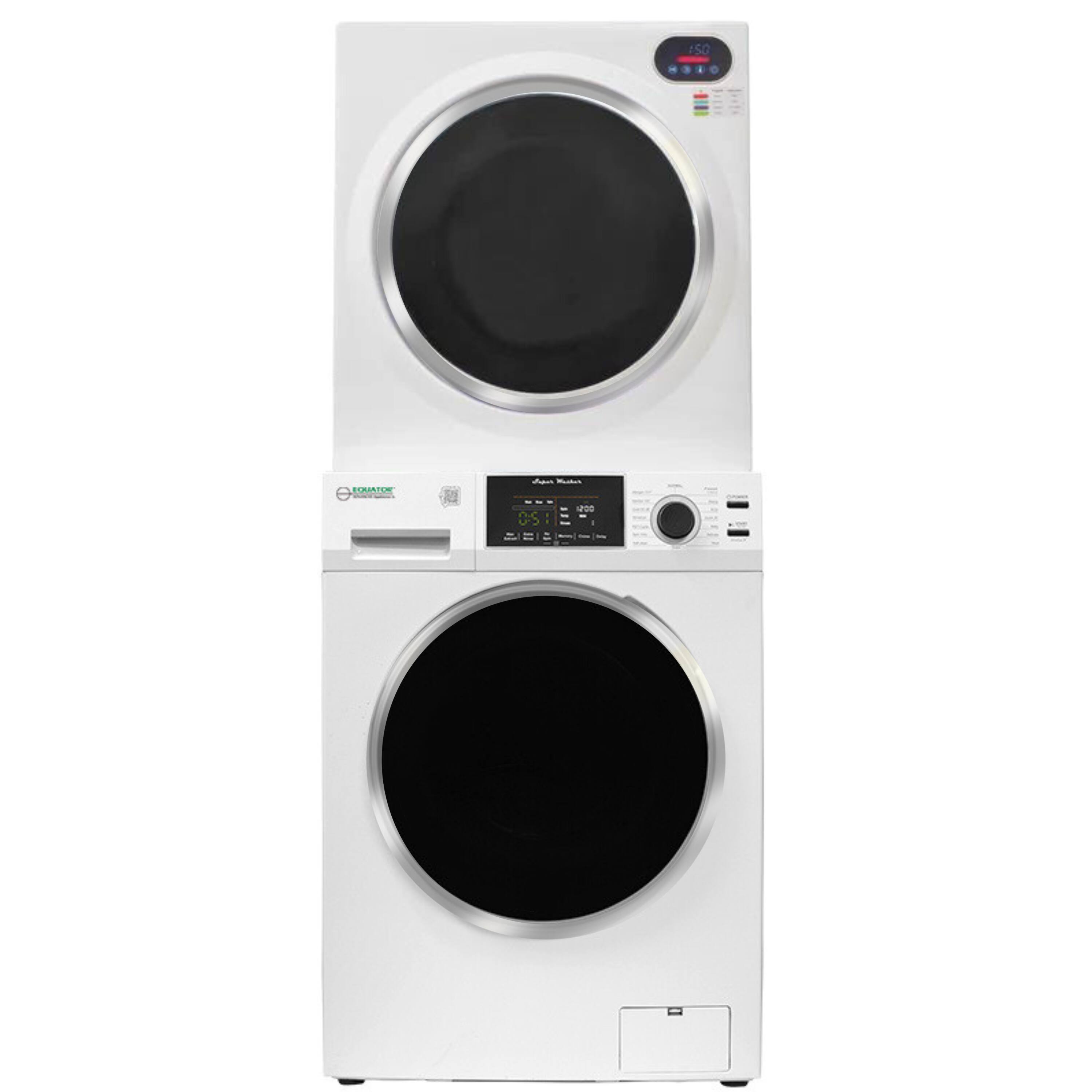 Equator - ECONOMY EW 826 1.6 cu ft. Compact Stackable Washer + ED 848 2.6 cu ft. Electric Dryer Vented w/ Sensor 110V - White