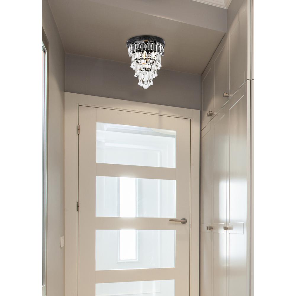 Left. Elegant Lighting - Nordic 1 light black flush mount - Black And Clear.