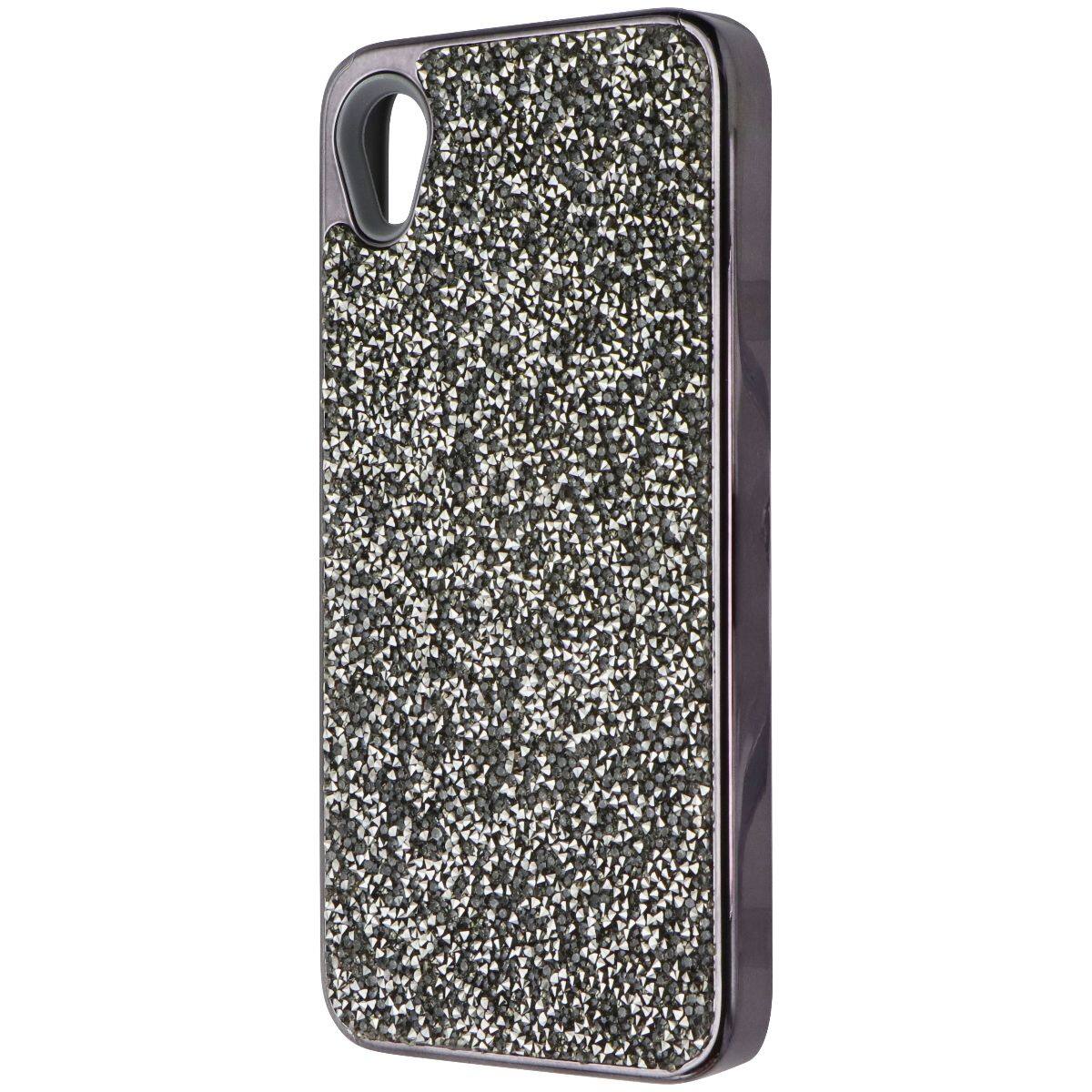 Front. Mybat - Mybat Encrusted Rhinestones Hybrid Case for Motorola Moto E6 - Gun Metal - Gray.