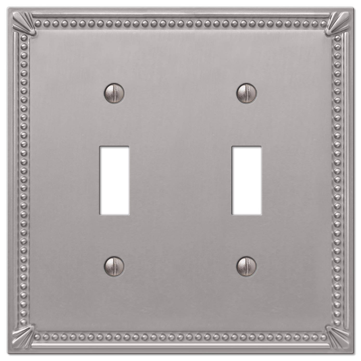 Angle. AMERELLE - Amerelle Imperial Bead Brushed Nickel 2 gang Die-Cast Metal Toggle Wall Plate 1 pk - Nickel.