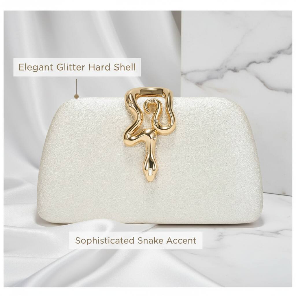 Elegant Glitter Hard Shell  
Sophisticated Snake Accent