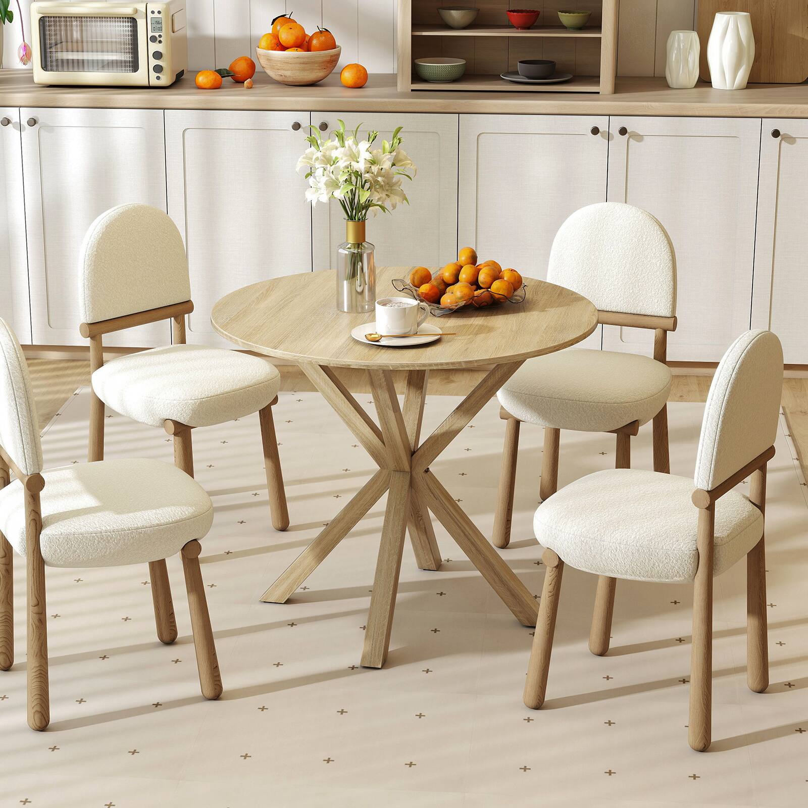 Alt View 8. Gymax - Gymax 36'' Round Farmhouse Dining Table for 4 w/Stable Intersecting Pedestal Base Gray - Light Gray.