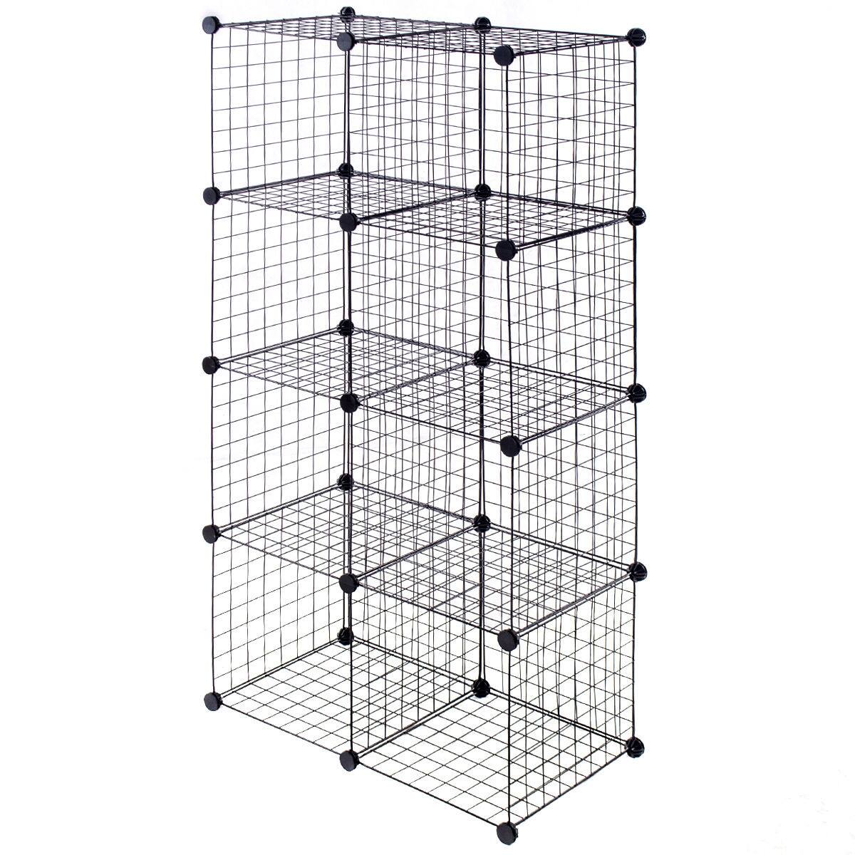 Alt View 8. Gymax - Gymax 8 Cube Grid Wire Organizer Wardrobe Shelves Bookcase DIY - black.