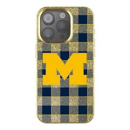 Keyscaper - NCAA - Michigan Wolverines Plaid Bling iPhone Case - 15 - Gold