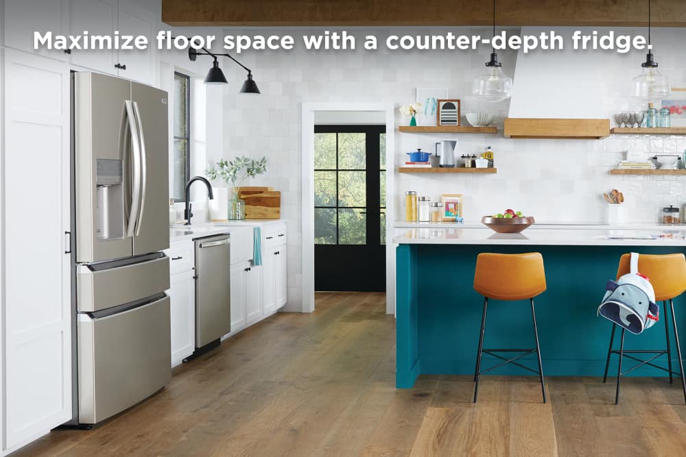Maximize floor space with a counter-depth fridge.