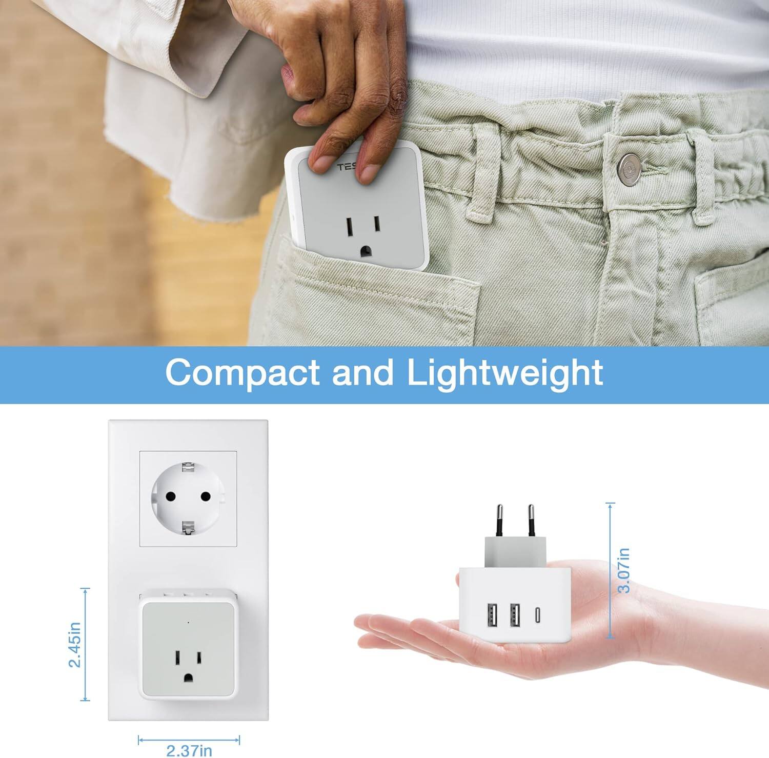 Compact and Lightweight  
2.45in x 3.07in x 2.37in