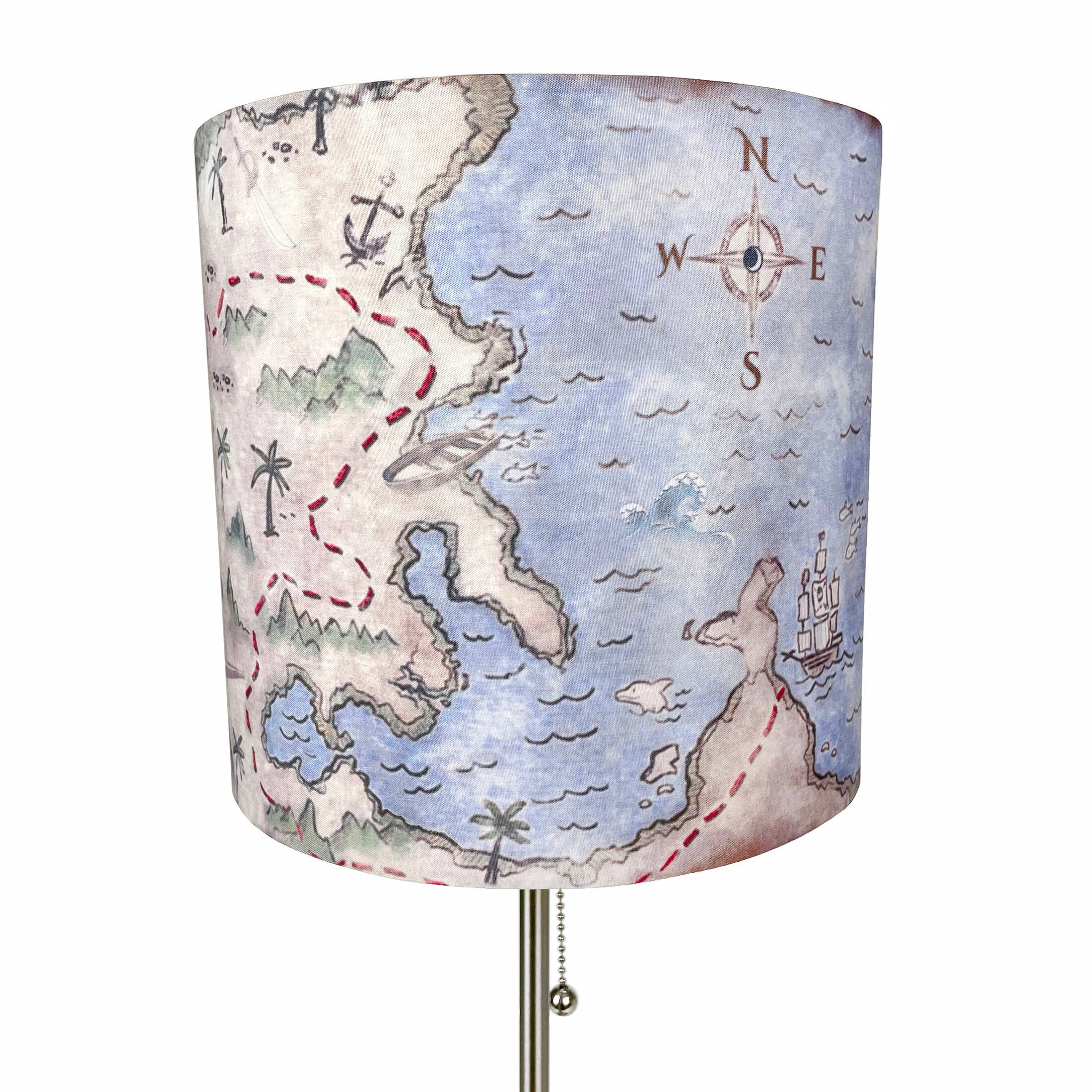 Alt View 9. Zeckos - Decorative Treasure Map Brushed Nickel Accent Lamp Coastal Pirate Beach Decor - Multicolored.