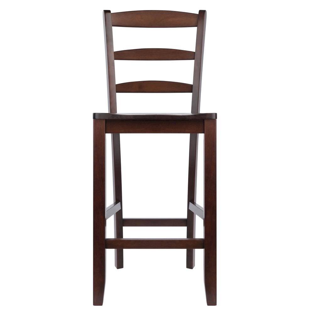 Alt View 1. FurniFact - 2-Pc 24" Ladder Back Counter Stools - Walnut.