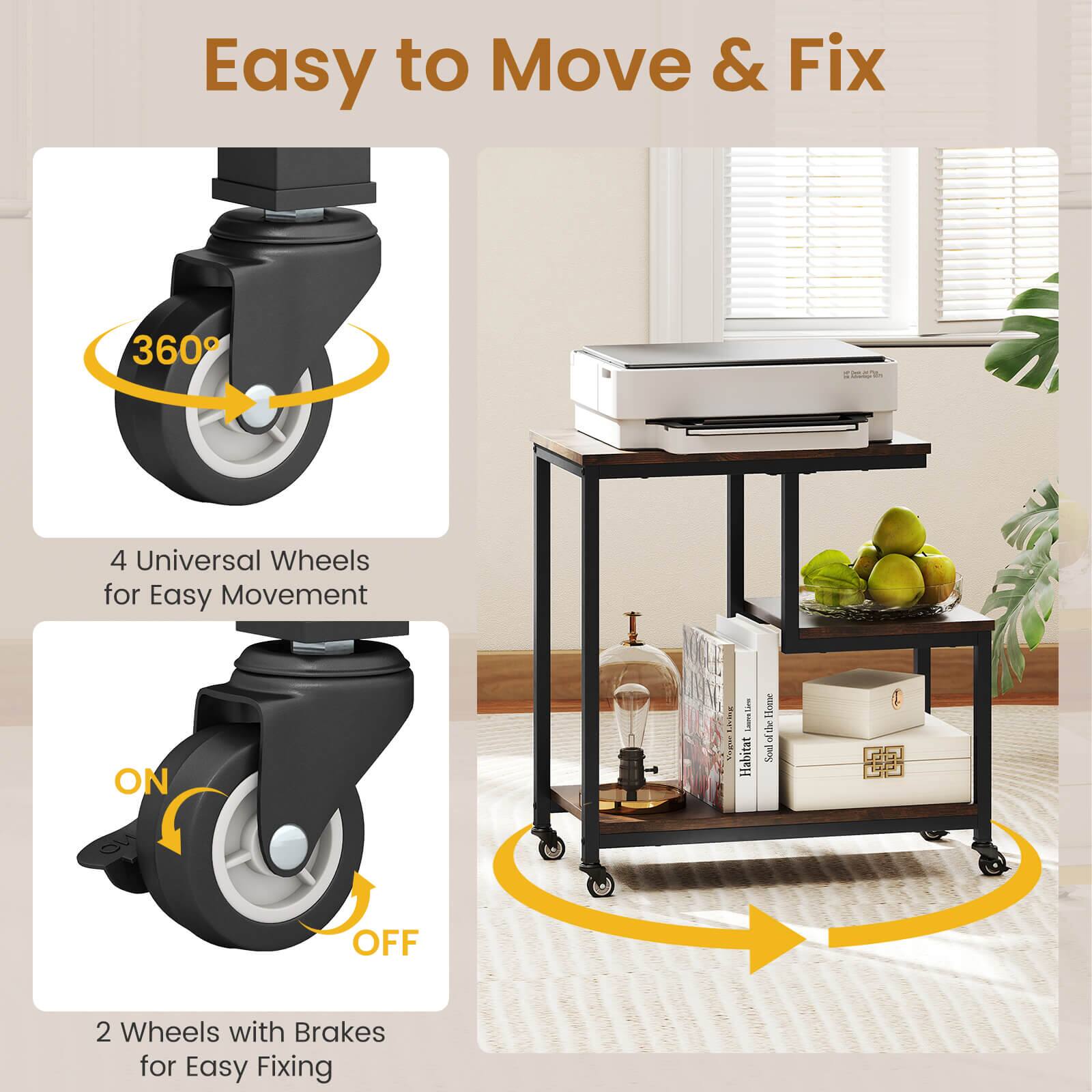 Easy to Move & Fix: 360° 4 Universal Wheels for Easy Movement + 2 Wheels with Brakes for Easy Fixing