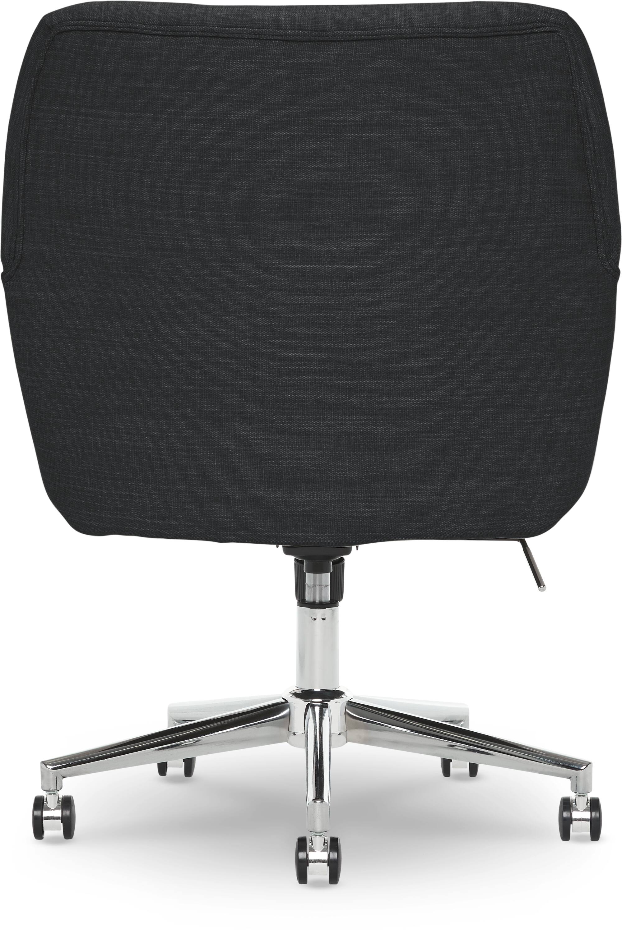 Back. Serta - Home Office Chair in Serta Memory Foam Vanity Chair with Button Tufted Mid-Back Padded Arms Reclining Swivel Fabric - Charcoal Gray.