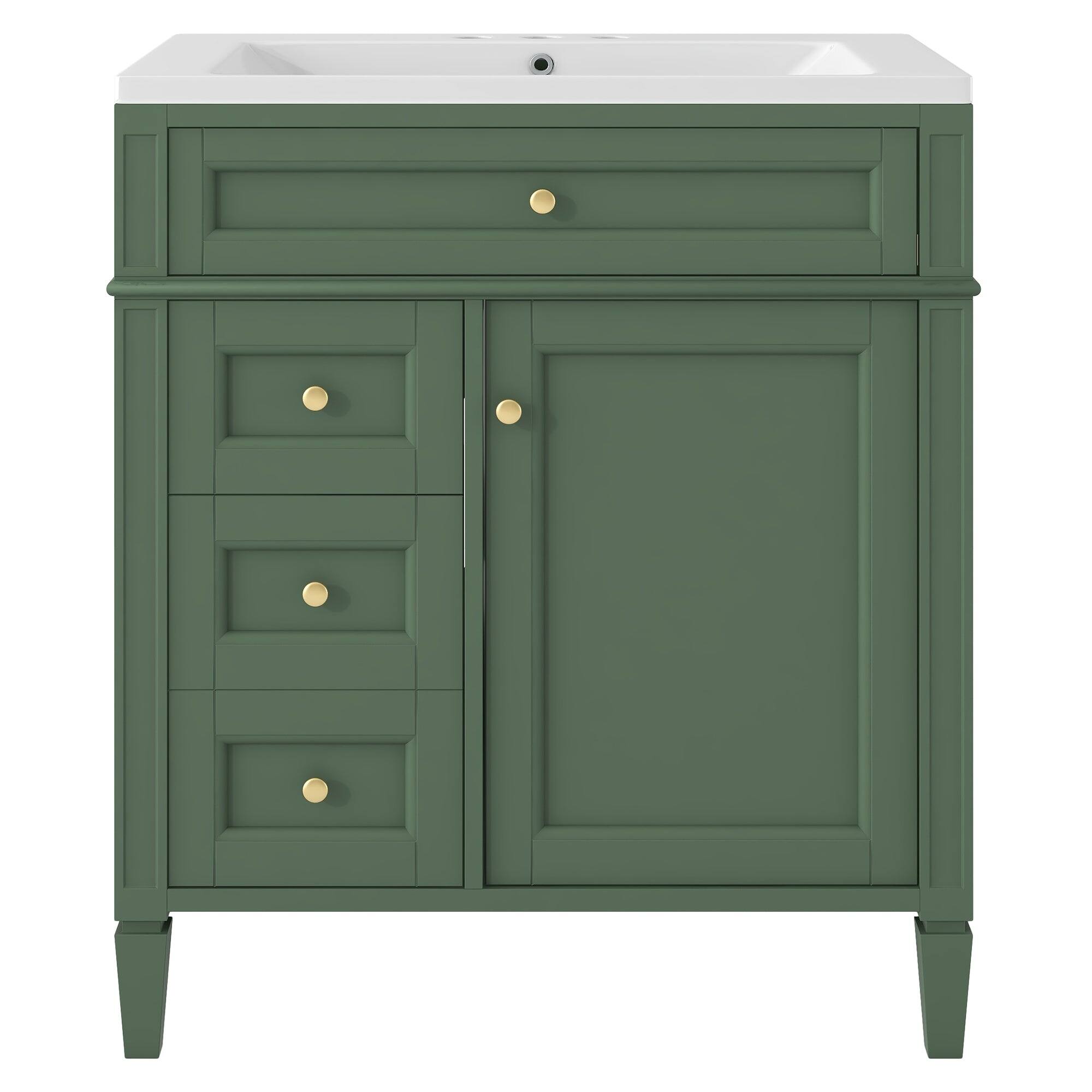 Alt View 10. Boyel Living - 30 Inch Bathroom Vanity with Ceramic Sink and Mirror Cabinet Green - Green.