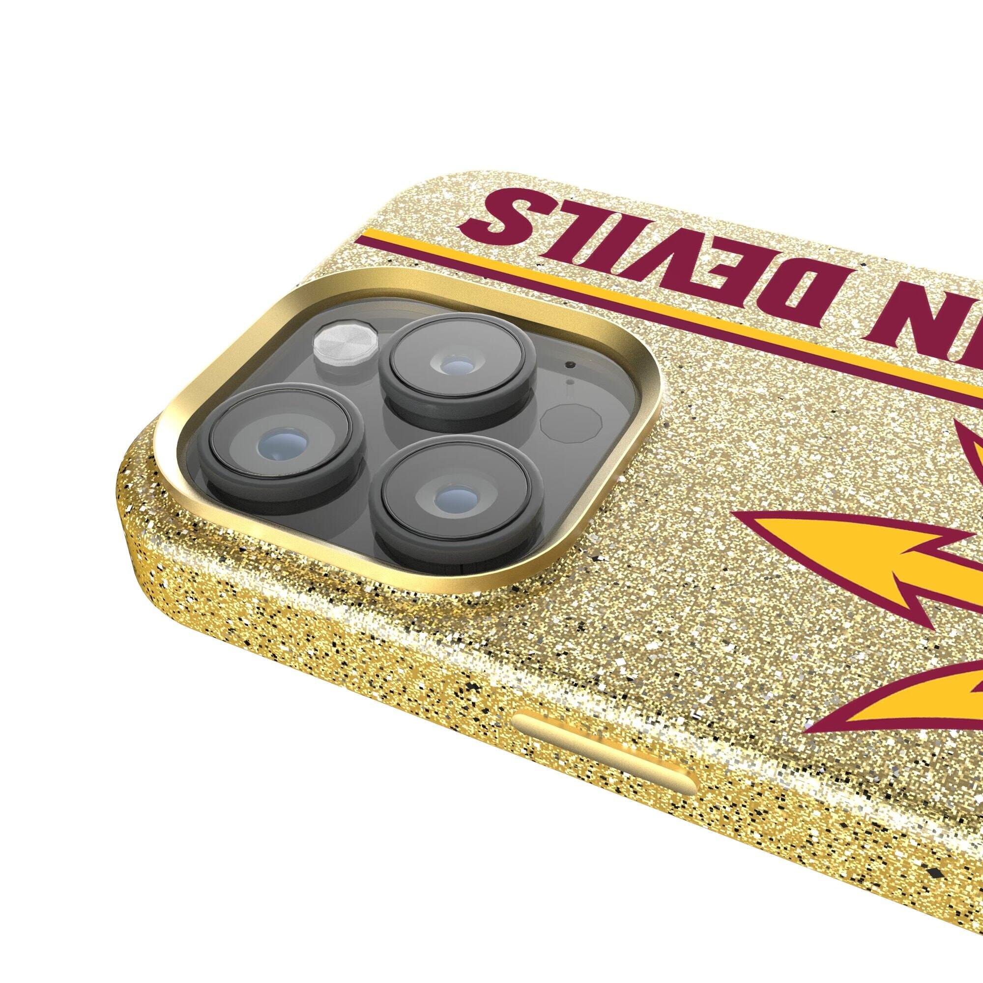 Alt View 3. Keyscaper - Arizona State Sun Devils iPhone Bling Case - 14 Pro Max - Gold.