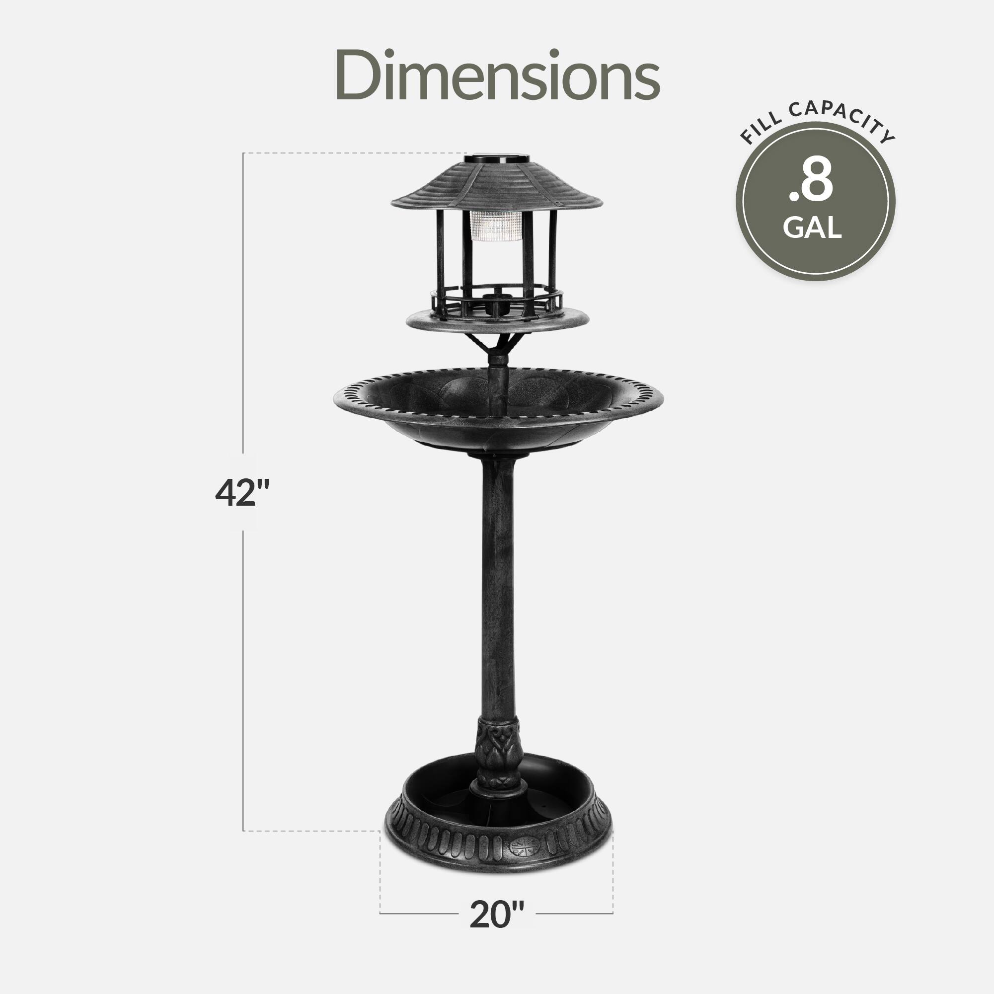 Dimensions  
Fill Capacity: 0.8 GAL  
42"  
20"