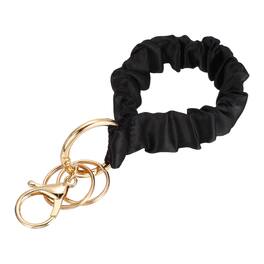 Unique Bargains - Scrunchie Keychain Wristlet, Stretchy Removable Lanyard Bracelet Key Chain, Cute Elastic Wrist Holder for Women - Black