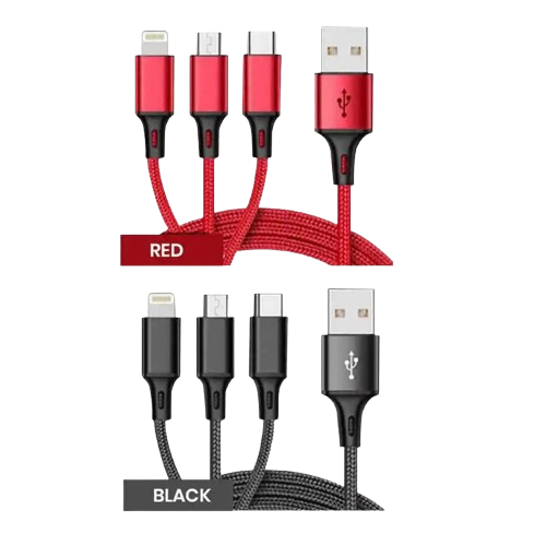 Home Collection - 3-in-1 Fast USB Charging Cable Universal Multi-Function Cell Phone Charger Cord