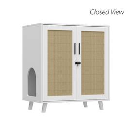 FUFU & GAGA - Modern Cat Condo Cabinet – Adjustable Shelves, Concealed Litter Box & Integrated Scratching Surfaces