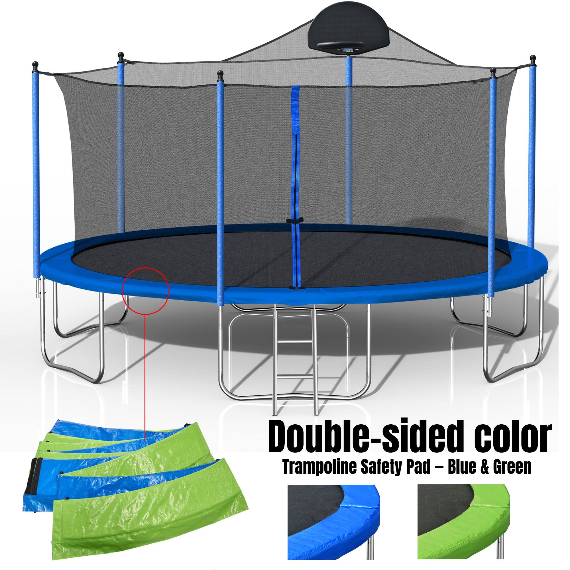 Double-sided color Trampoline Safety Pad – Blue & Green