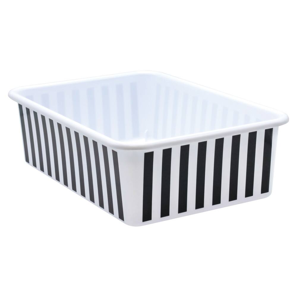 Front. Teacher Created Resources - Teacher Created Resources Black and White Stripes Large Plastic Storage Bin.