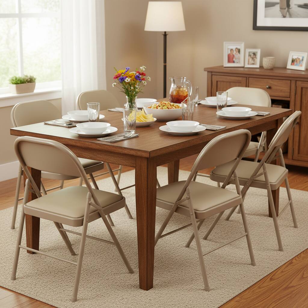 Alt View 4. AOITUN - Folding Chair 4 Pack - Versatile Metal Folding Chairs for Outdoor & Indoor Use - Khaki.