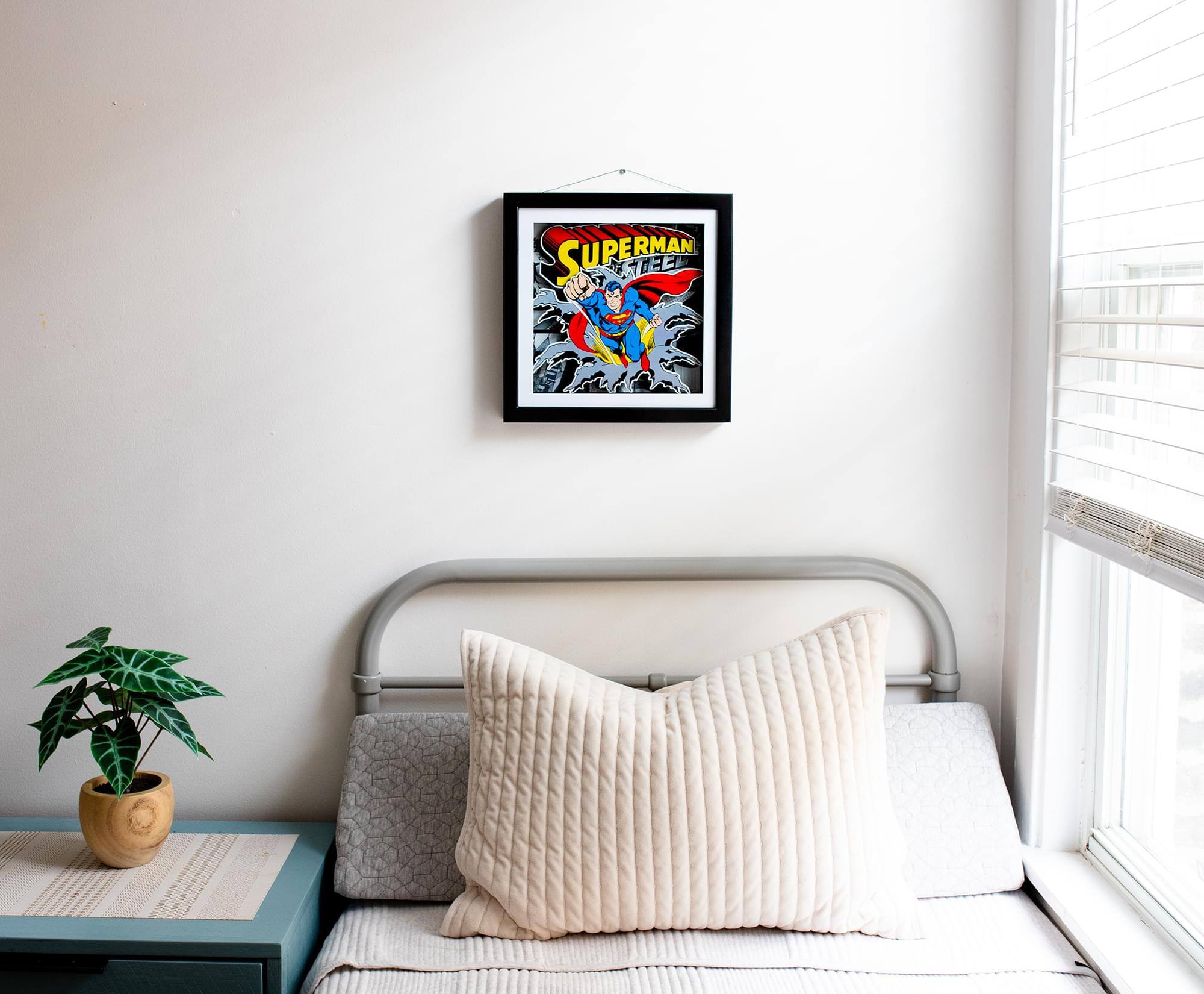 Alt View 5. Silver Buffalo - DC Comics Superman "Man of Steel" Wood Frame 3D Shadow Box Wall Art | 15 x 15 Inches - Black.