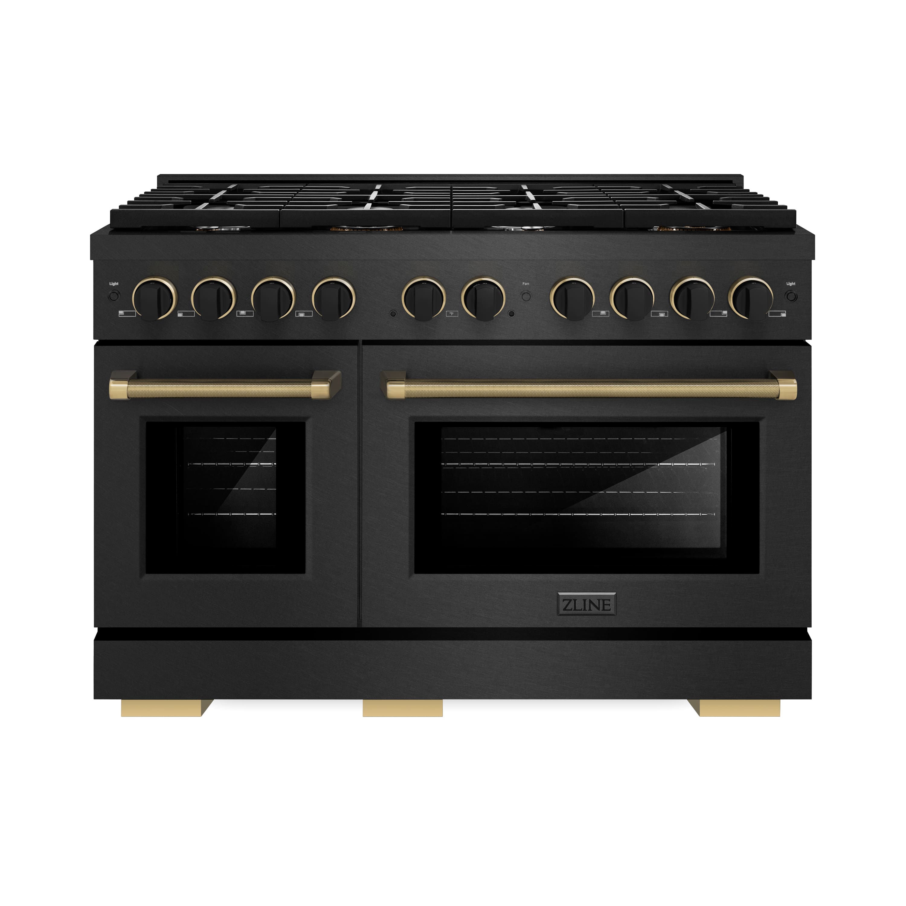 ZLINE - Designer 48 in. 6.7 cu. ft. Double Oven Freestanding Gas Range in Black Satin Steel with Black and Bronze Accents - Black Satin Stainless Steel
