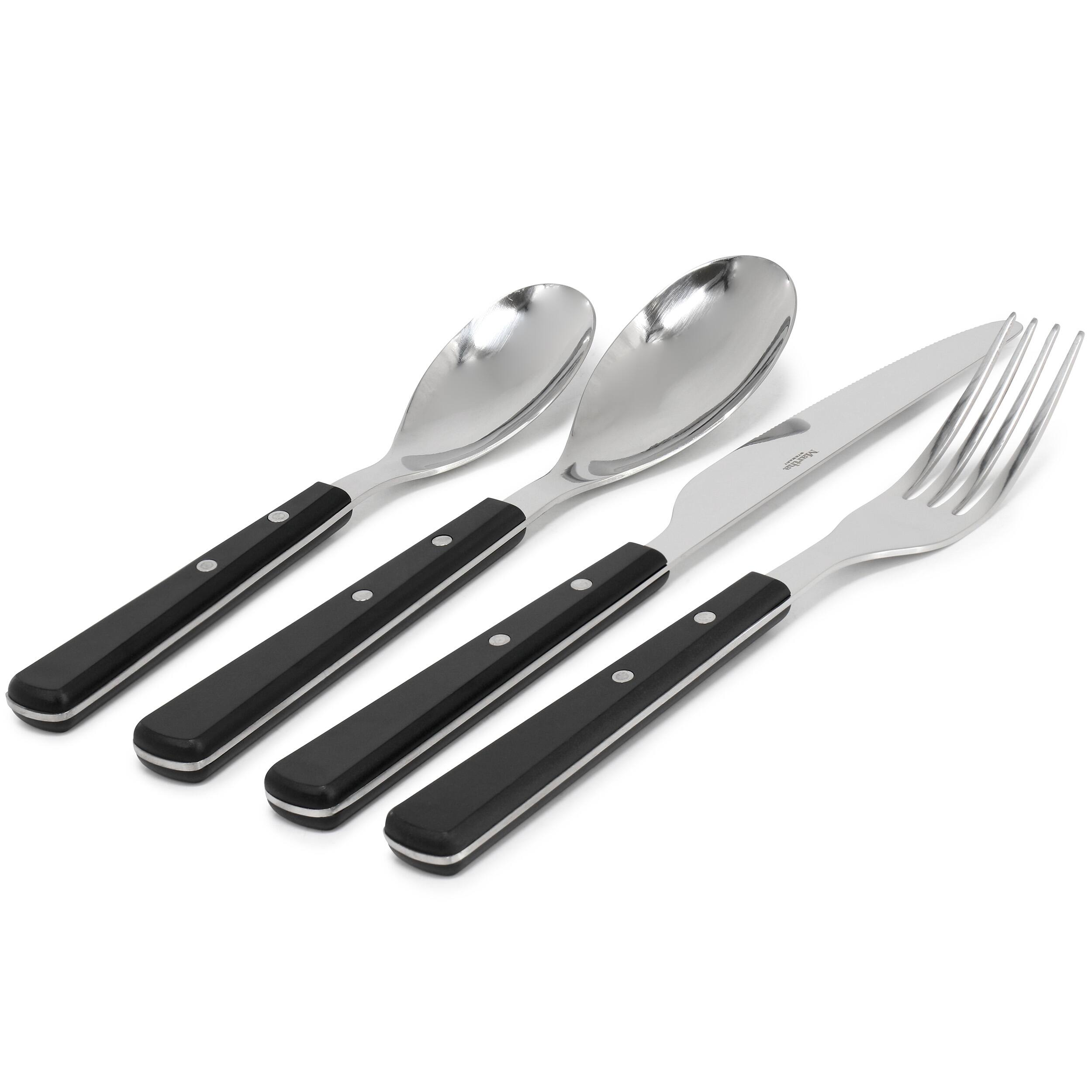 Alt View 1. Martha Stewart - Martha Stewart Garden Cottage 16 Piece Stainless Steel Flatware Set in Black - Black.