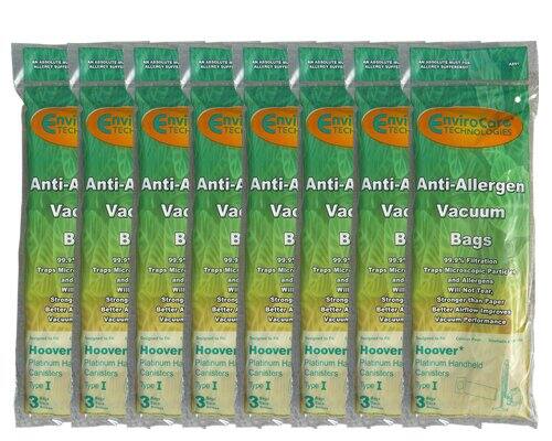 Envi TECH Envirocore TECHNOLOGIES Anti-Allergen Vacuum Bags 99.9% Filtration Traps Microscopic Particles and Allergens Will Not Tear, Stronger than Paper Better Airflow Improved Vacuum Performance Hoover Platinum Handheld Canisters Type I 3