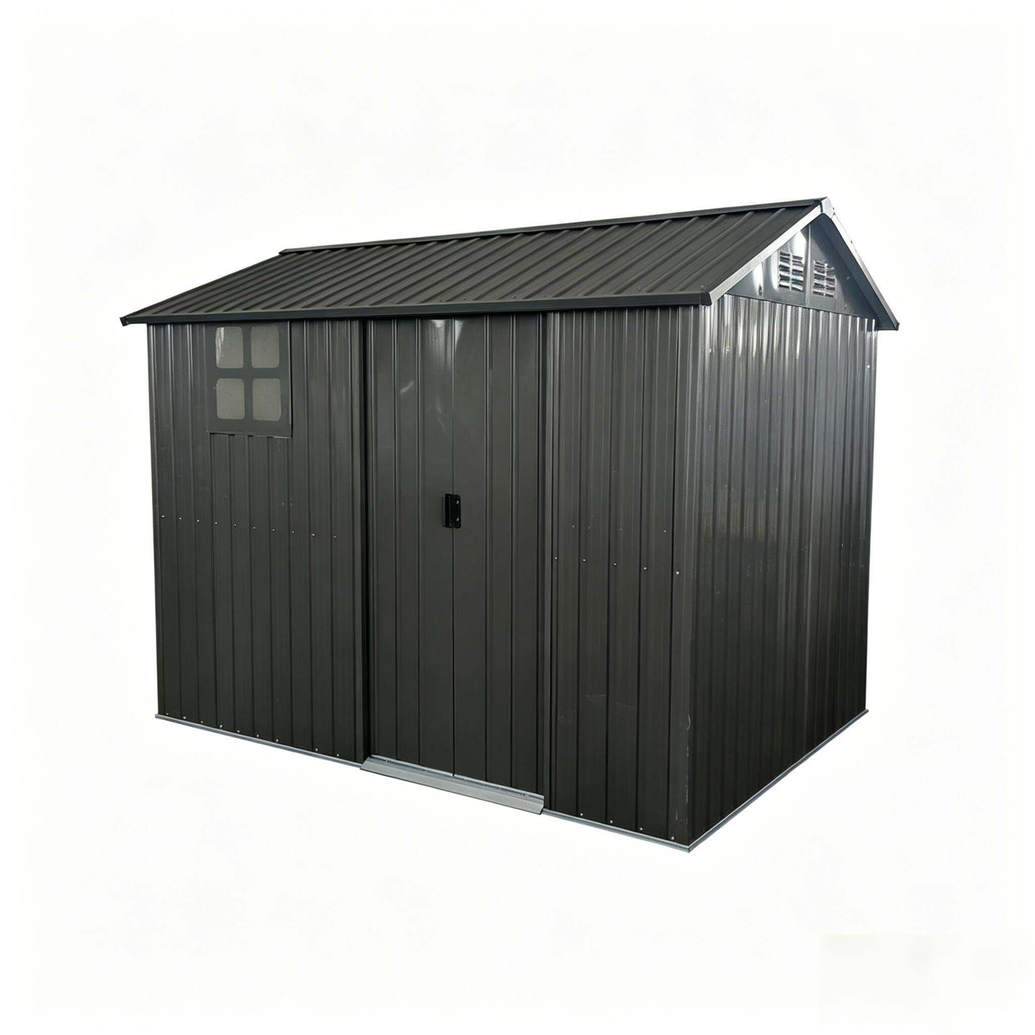 Alt View 8. Loheer - Loheer 8x6 Metal Shed Black Galvanized Steel Outdoor Storage Shed Heavy Duty Tool Shed with Sliding Door Window.