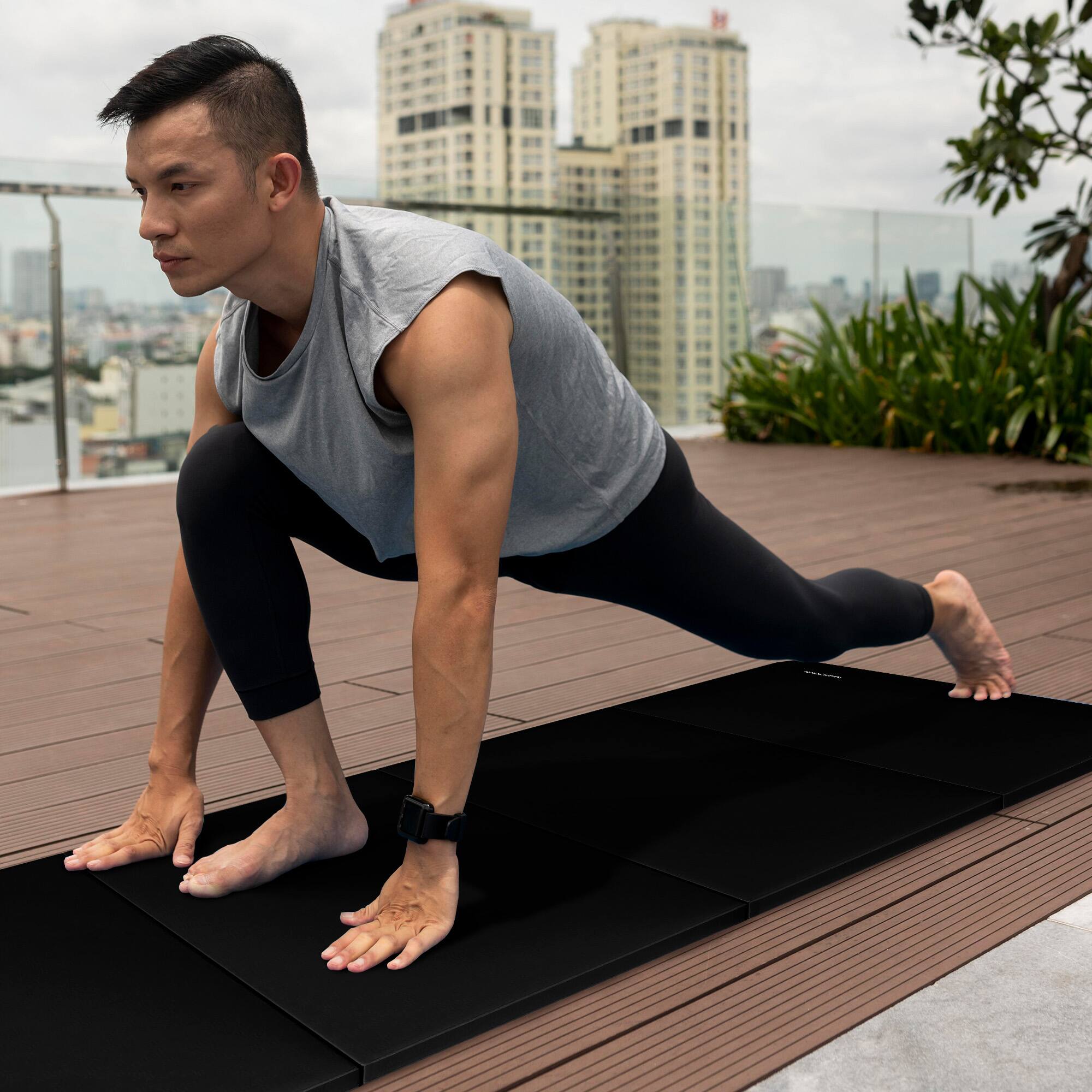 Alt View 5. BalanceFrom Fitness - BalanceFrom 4' x 8' x 2" All Purpose Folding Fitness Gymnastics Gym Mat, Black - Black.