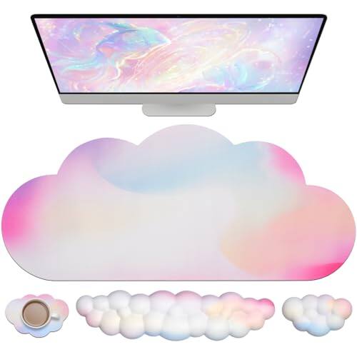 Front. Earthley Blooms - Large Cloud Mouse Pad Waterproof With Wrist And Set Computer Desk Support Mousepad For 35.. Rainbow - 01Rainbow.