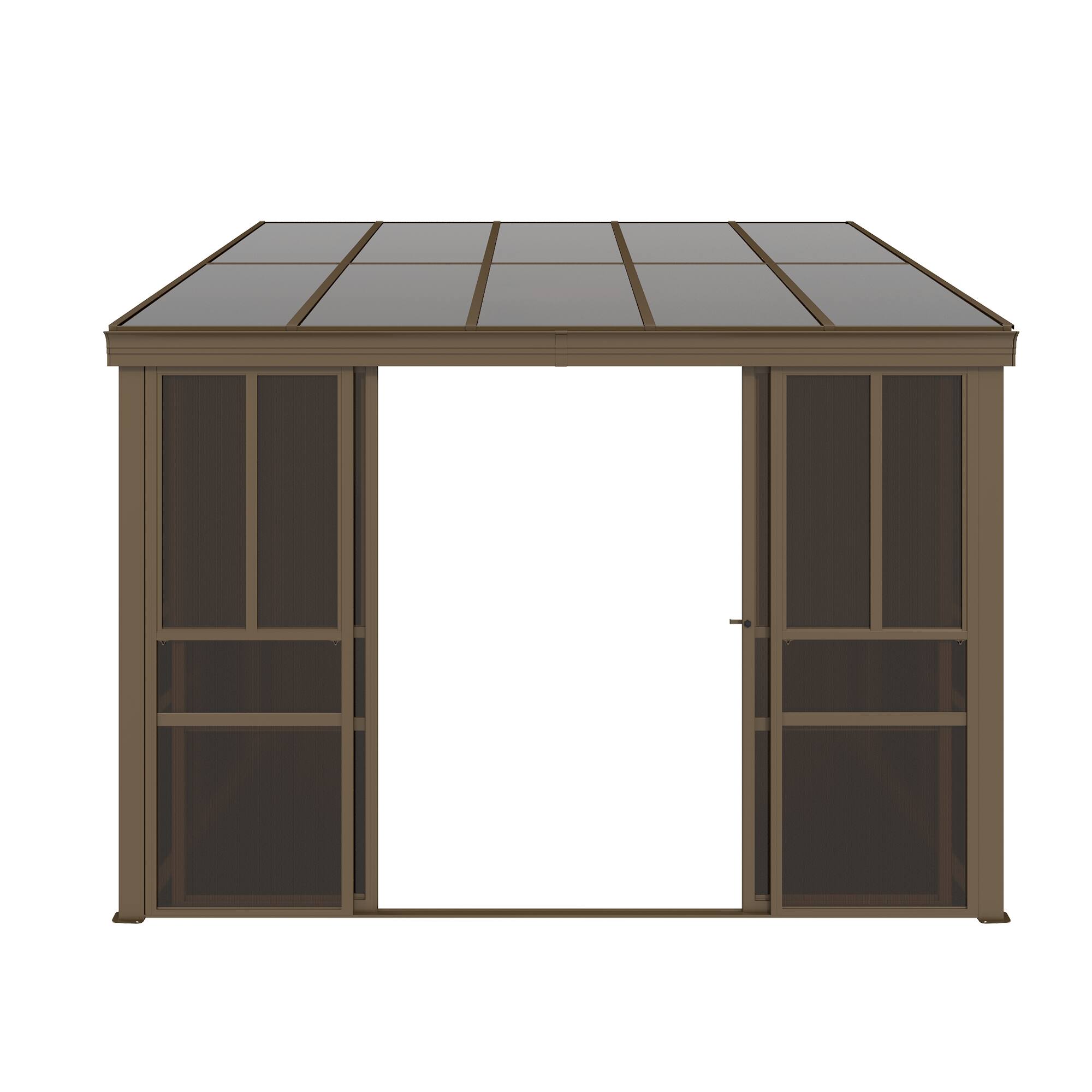 Alt View 6. U-HOMY - Brown Wall-Mounted Solarium Sunroom Kit with Sliding Doors and Adjustable Polycarbonate Windows - 10'x10'.