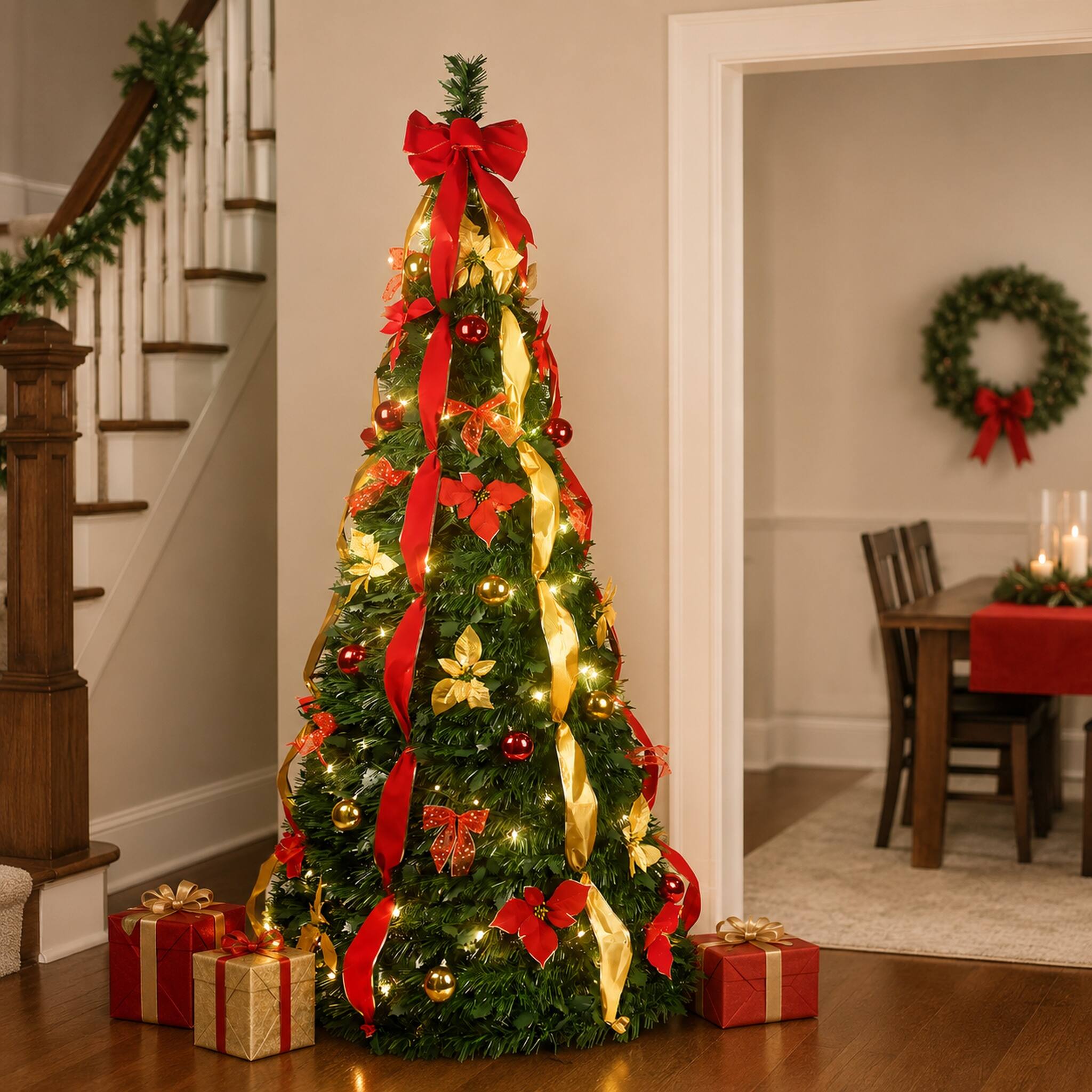 Alt View 10. Forest'nSky - 7.5 Ft. Prelit Pop Up Christmas Tree Decoration with 150 Warm Lights for Holiday - Green.