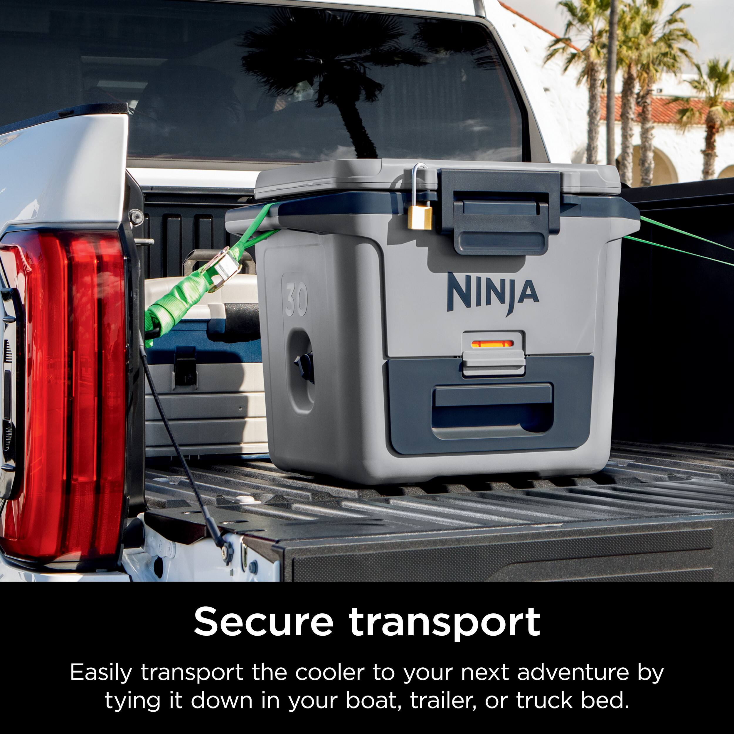 Secure transport Easily transport the cooler to your next adventure by tying it down in your boat, trailer, or truck bed.
