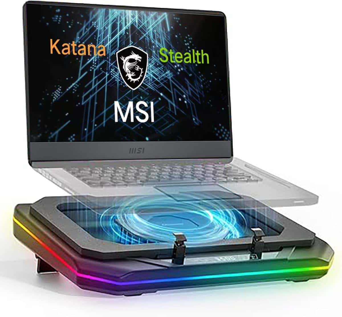 HongFei - Cooling Pad for Msi Stealth 16 18 14 AI Studio 18 HX AI, A16 AI+, A18 AI+ 15M GS75 GS76 GS77, Turbo Fan, RGB Light - Black