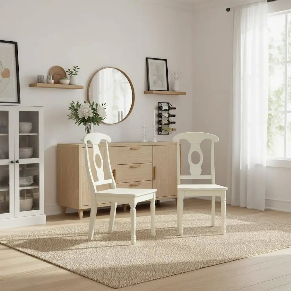 Back. FurniFact - White Dining Chair - Brown.