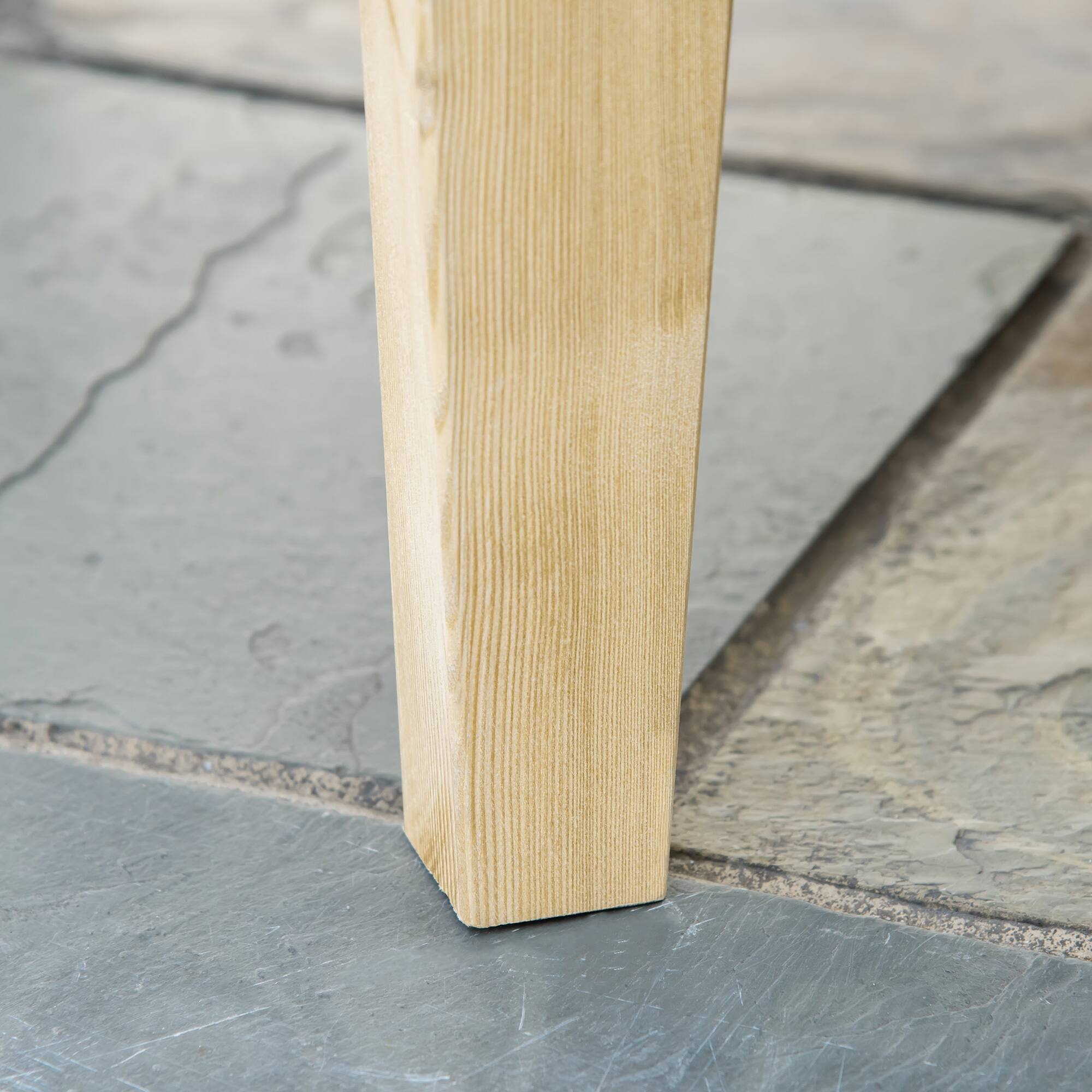 Alt View 7. Outsunny - Chaise Lounge Chair for Outdoor, Wood Outdoor Chaise Lounge with 4-Position Adjustable Backrest and Cushion - Natural Wood.