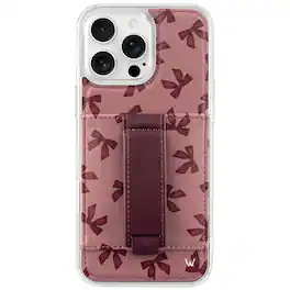 Walli Cases - iPhone 15 Phone Case with Wallet and Finger Strap - Bordeaux Bows