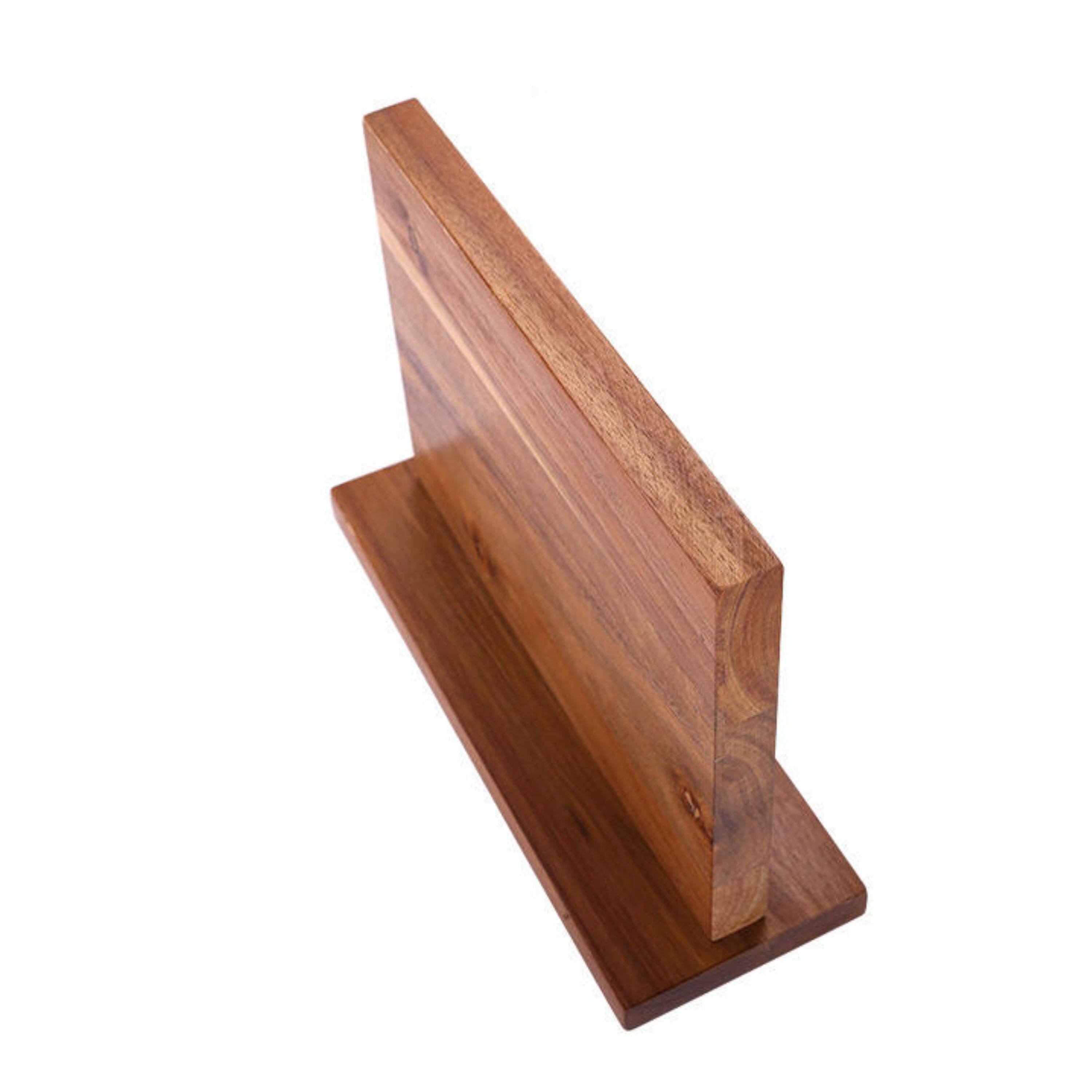 Angle. Kitcheniva - Acacia Wood Magnetic Knife Block.