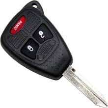Left. HQRP - Key Fob Remote Shell Case 3-Button with CR2032 Battery for Chrysler Dodge Jeep - Black.