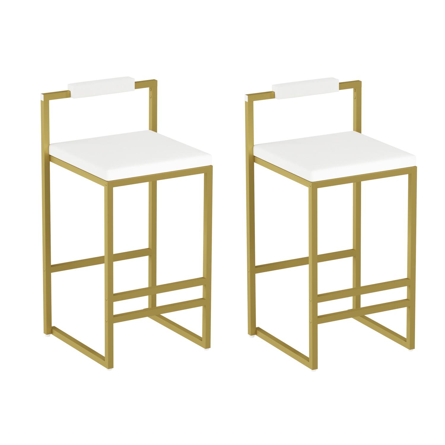 Alt View 7. HTUTWOO - Upholstered Velvet Bar Stools Set of 2, Modern Counter Height Chairs with Creamy White Seat and Gold Metal Legs - Gold.