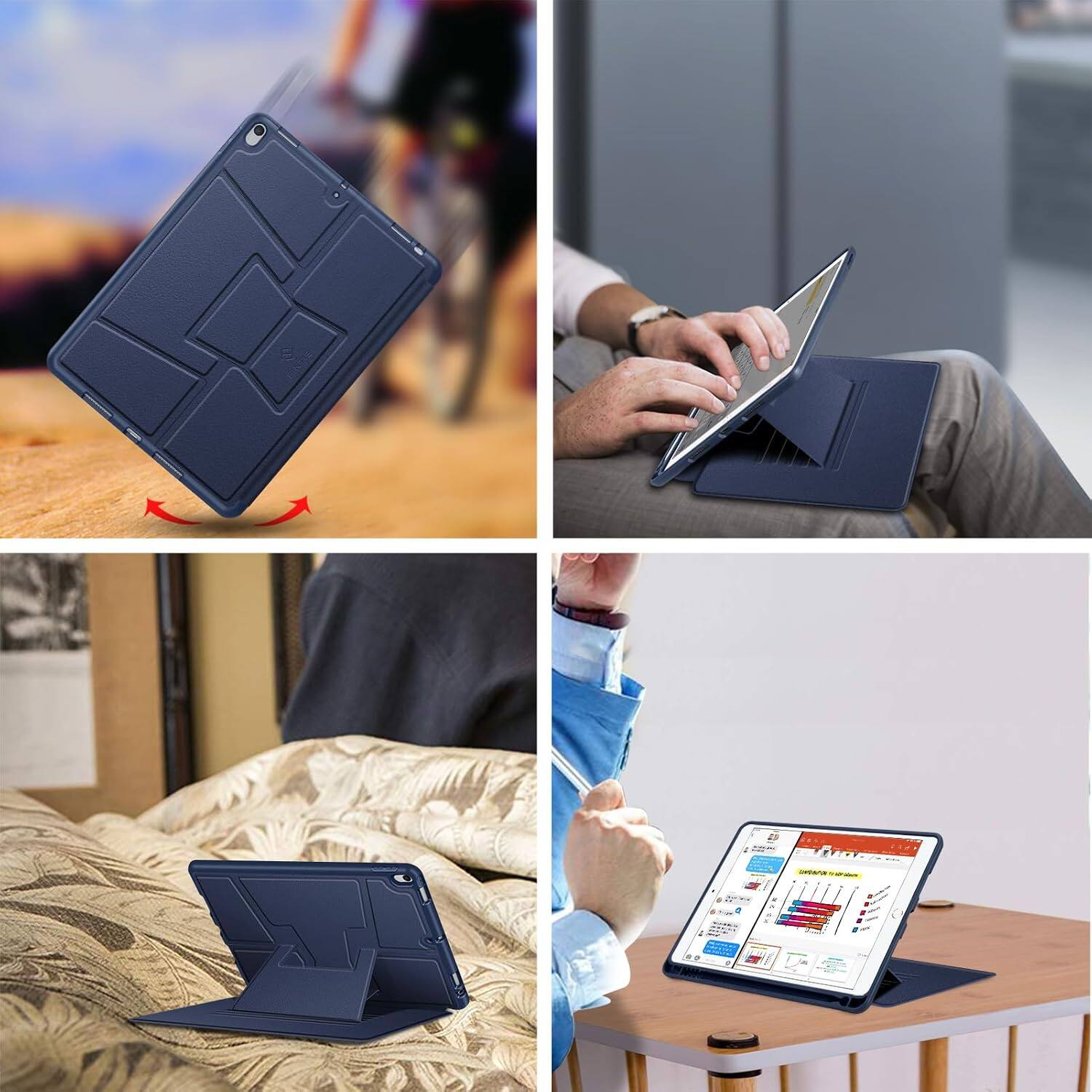 Alt View 5. Fintie - Magnetic Stand Case for iPad Air 3rd Generation 2019 / iPad Pro 10.5" 2017 Multiple Viewing Angles Soft TPU Back Cover - Navy.