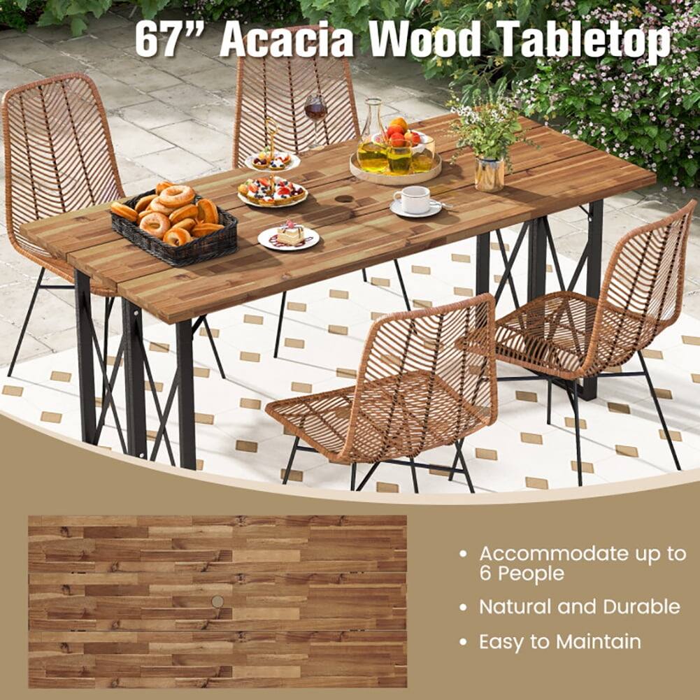 67" Acacia Wood Tabletop

- Accommodate up to 6 People
- Natural and Durable
- Easy to Maintain