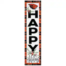Jardine - Oregon State Beavers 12'' x 48'' Happy Holidays Outdoor Leaner - White