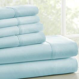 Hivvago - King Size 6 Piece Wrinkle Resistant Microfiber Polyester Sheet Set - Aqua