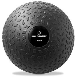 Philosophy Gym - Slam Ball - Weighted Medicine Ball with Easy Grip Tread - Black