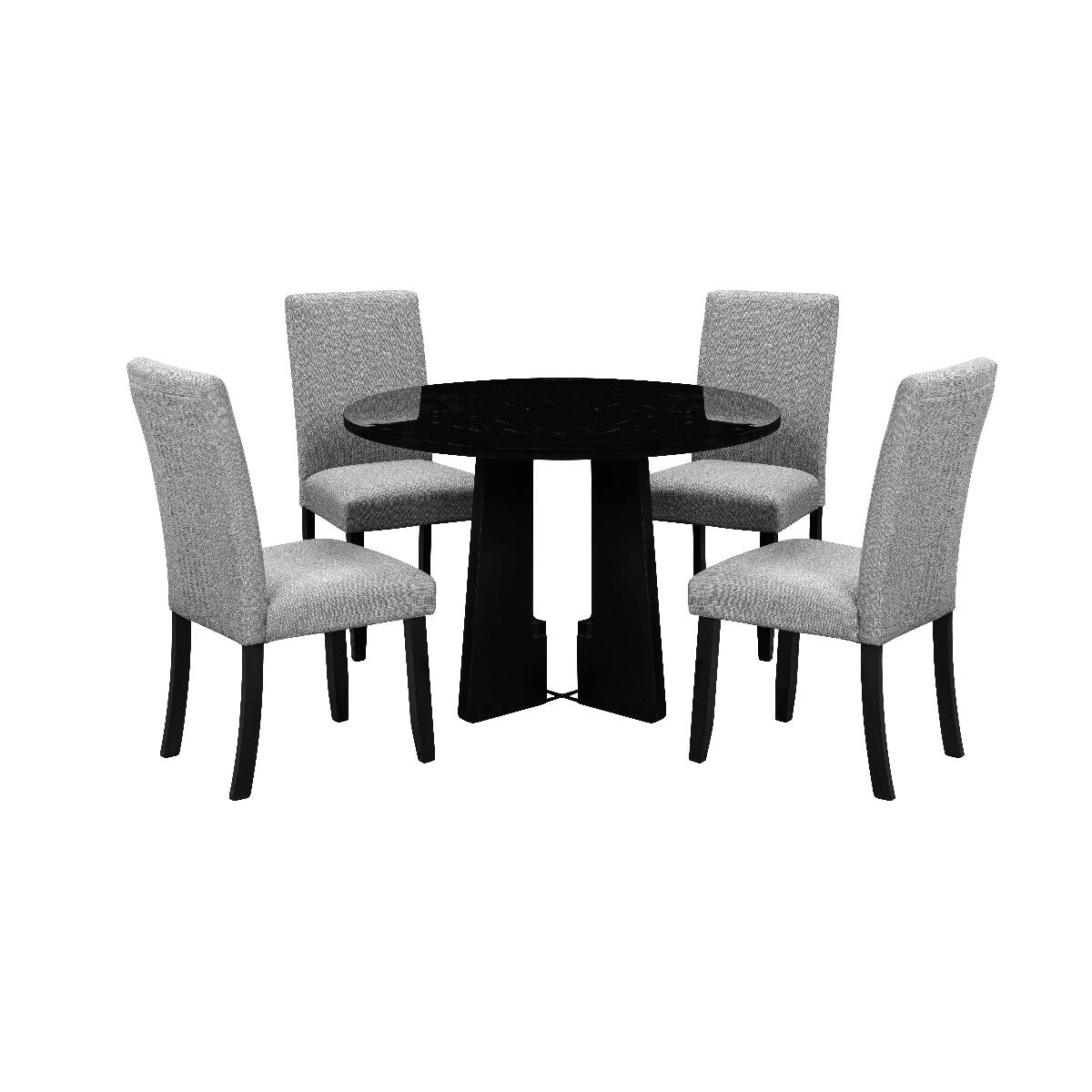 Loheer 43 inch Round Dining Table, Faux Marble Top, Mid Century Modern ...