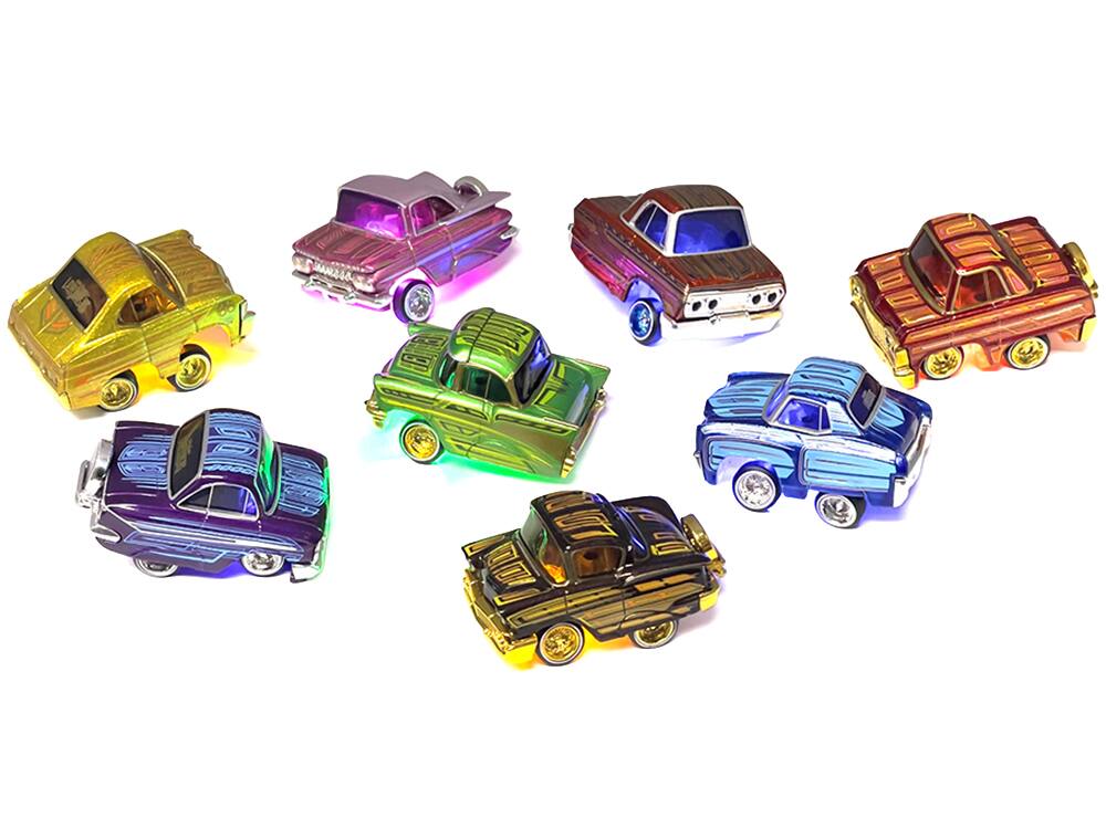 Left. Car Tuned - "Lowriders Show Glow" Series 1 Set of 8 Pieces Diecast Model Cars by CarTuned - Multicolor.