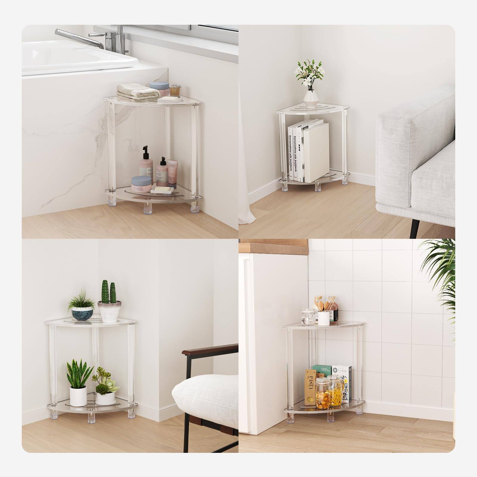 Alt View 6. JETRANSPORT - Corner Shower Stool For Inside Clear Small Bench Shaving Seating Waterproof Heavy Duty Assemble Modern (clear - Clear 11.81"D x 11.81"W x 18.11"H.