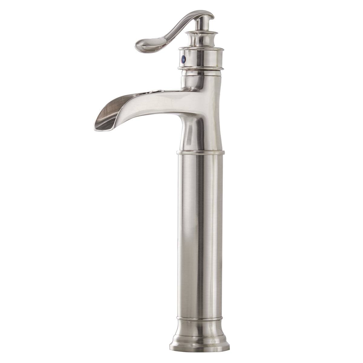 Alt View 7. Boyel Living - Waterfall Single Hole Single-Handle Vessel Bathroom Faucet With Pop-up Drain Assembly in Brushed Nickel - Brushed Nickel.